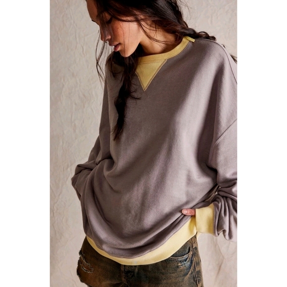 Free People Classic Crew Colorblock Sweatshirt - Picture 2 of 9